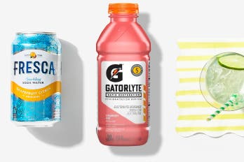 Can of Fresca, bottle of Gatorlyte