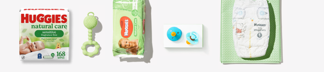 Diapers, Rattle, Wipes, Pacifiers