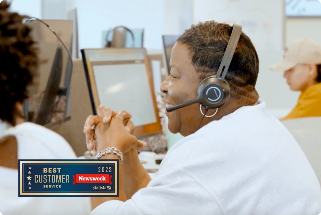 Customer service picture with newsweek award