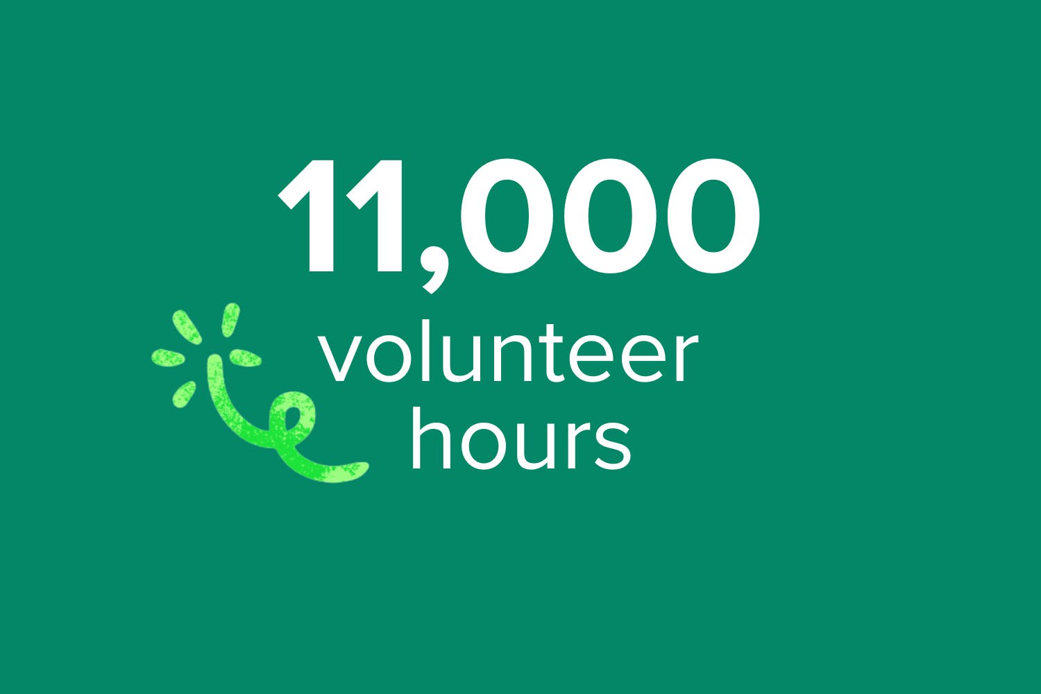 white text on green background reads 11,000 volunteer hours