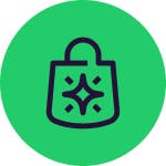 Green shopping bag icon