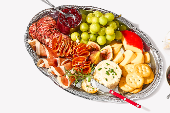 Silver tray of charcuterie
