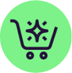 Shopping cart icon illustration with green background