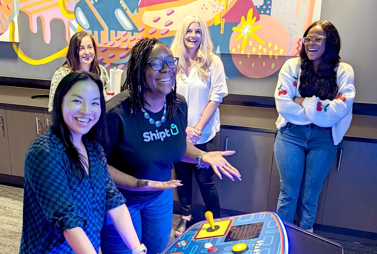 team members in arcade