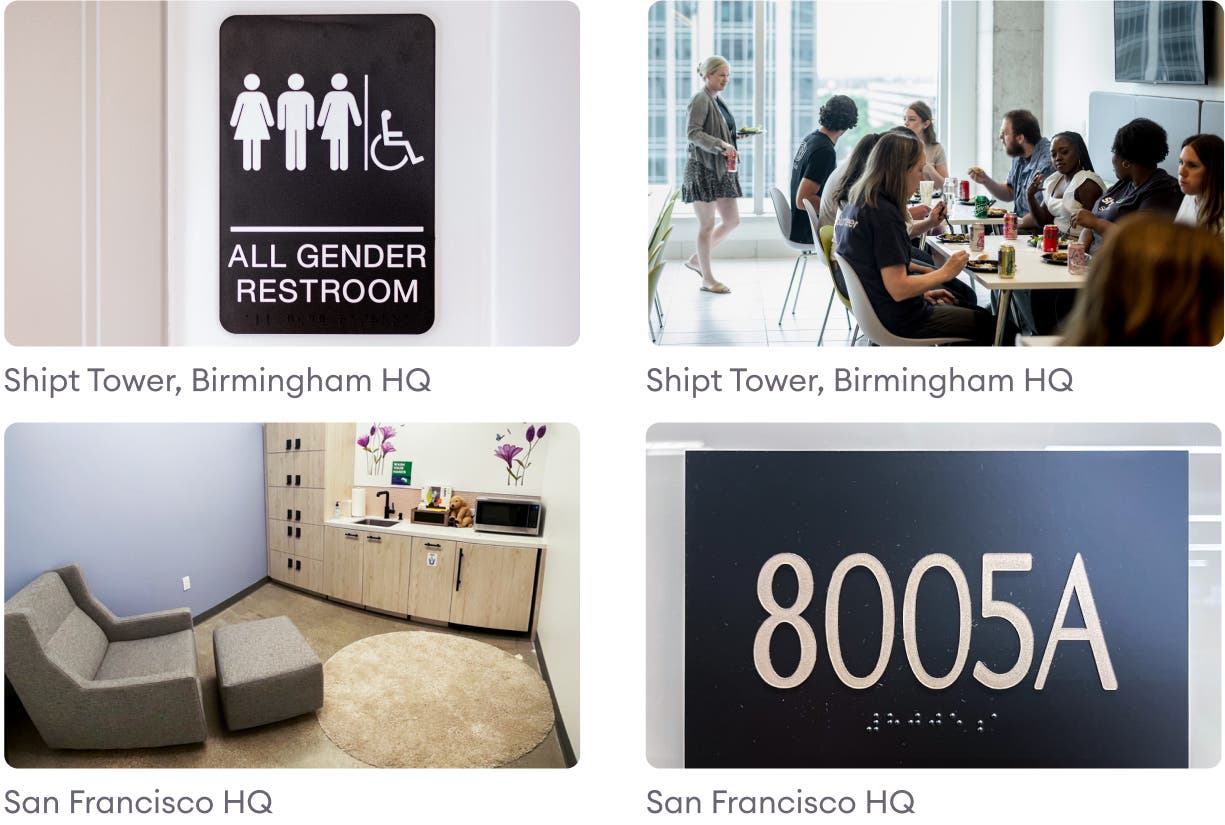 Amenities at Shipt HQ in Birmingham and San Francisco