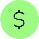 Dollar sign on green circle background