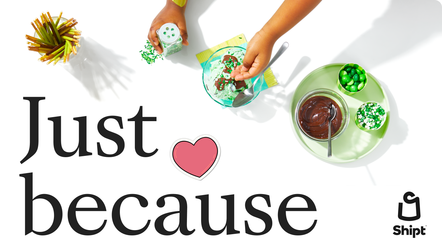 Just because text with image of ice cream with several toppings options