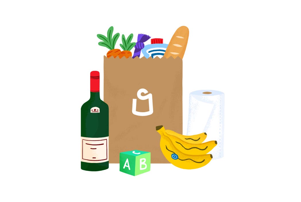 Illustration of shipt bag filled with grocery items