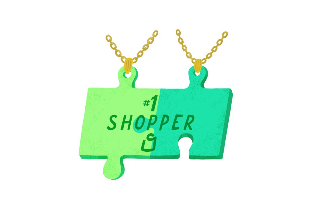 Illustration of #1 shopper necklace nameplate