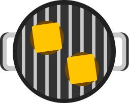 Illustration of two hamburgers with cheese on a kettle-style grill