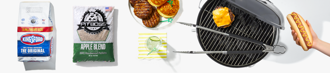 Grill, grilling supplies, and meats