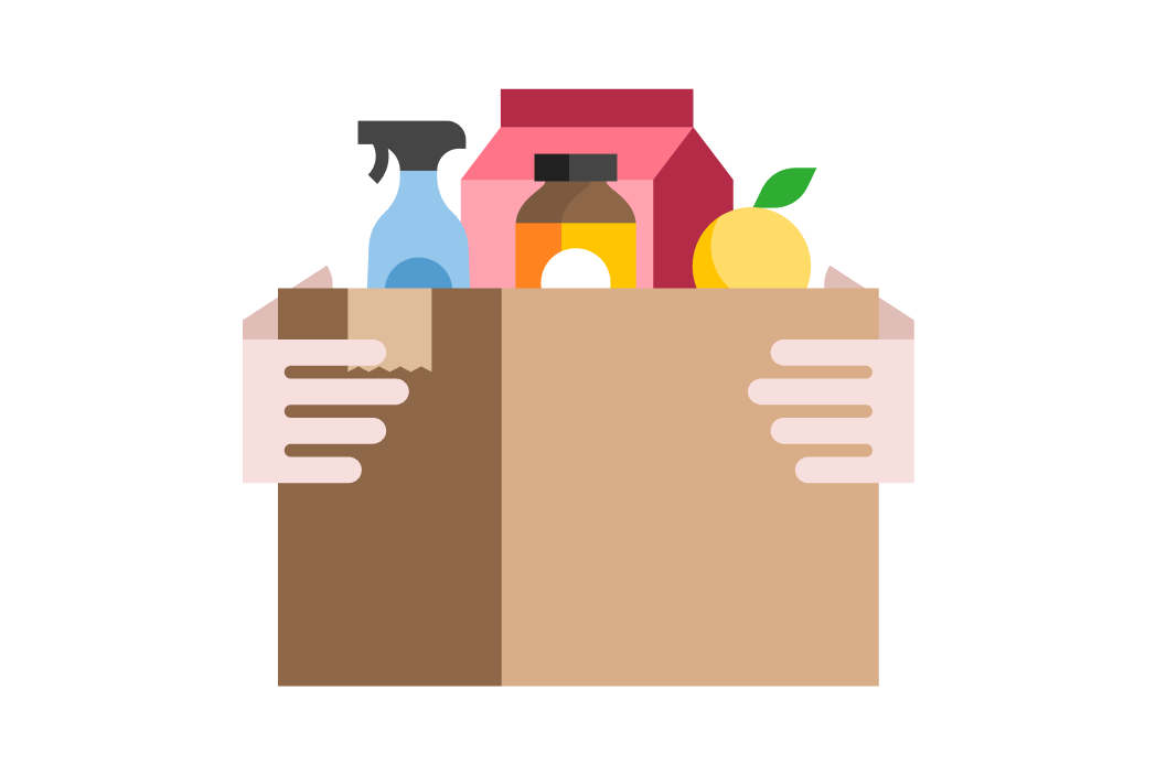 Illustration of grocery bag filled with groceries