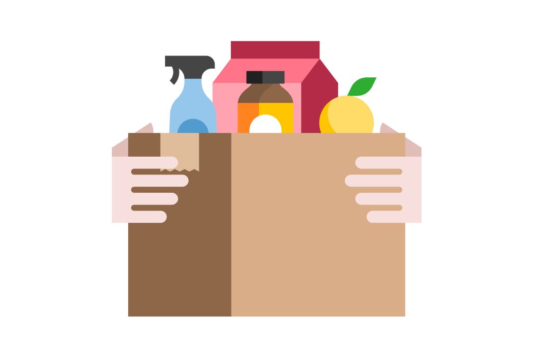 Illustration of grocery bag filled with groceries