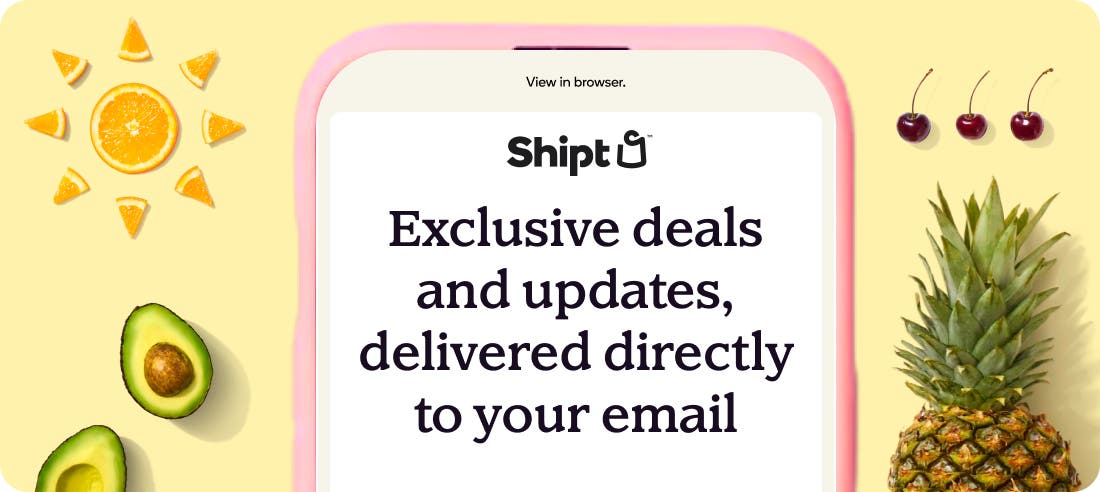 Image of a phone with Shipt information on deals and updates