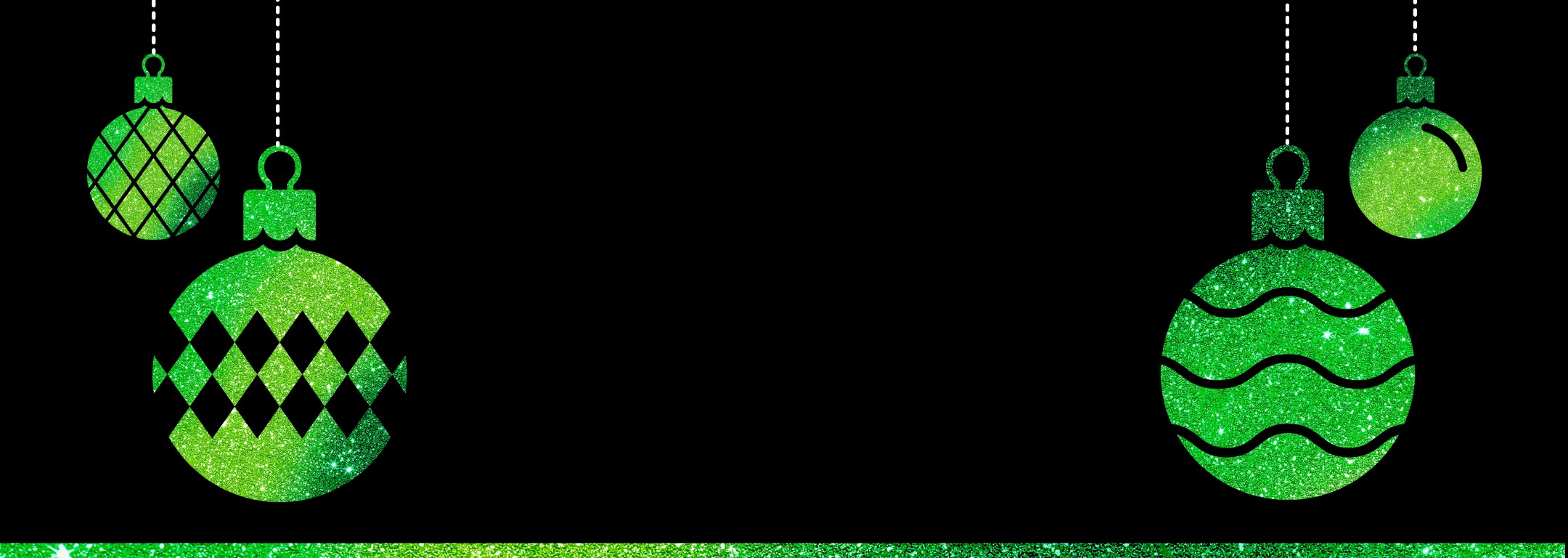 Green ornaments on a black background