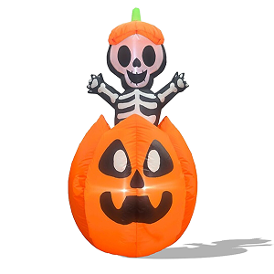 pumpkin and skeleton halloween blow up 