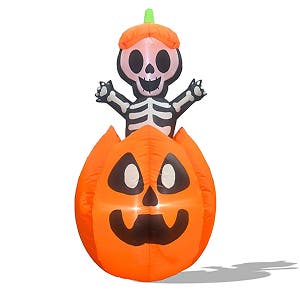 pumpkin and skeleton halloween blow up