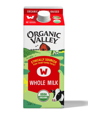 Carton of Organic Valley whole milk