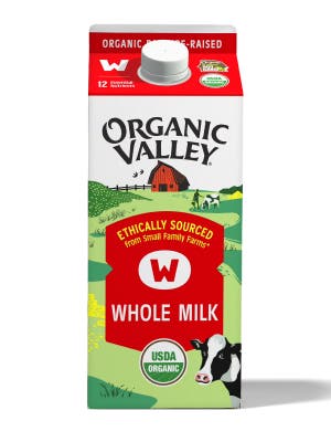Carton of Organic Valley whole milk