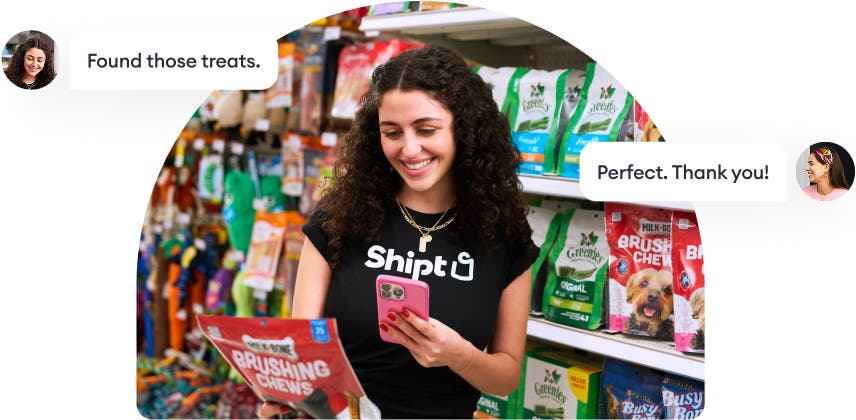 shopper texting with member