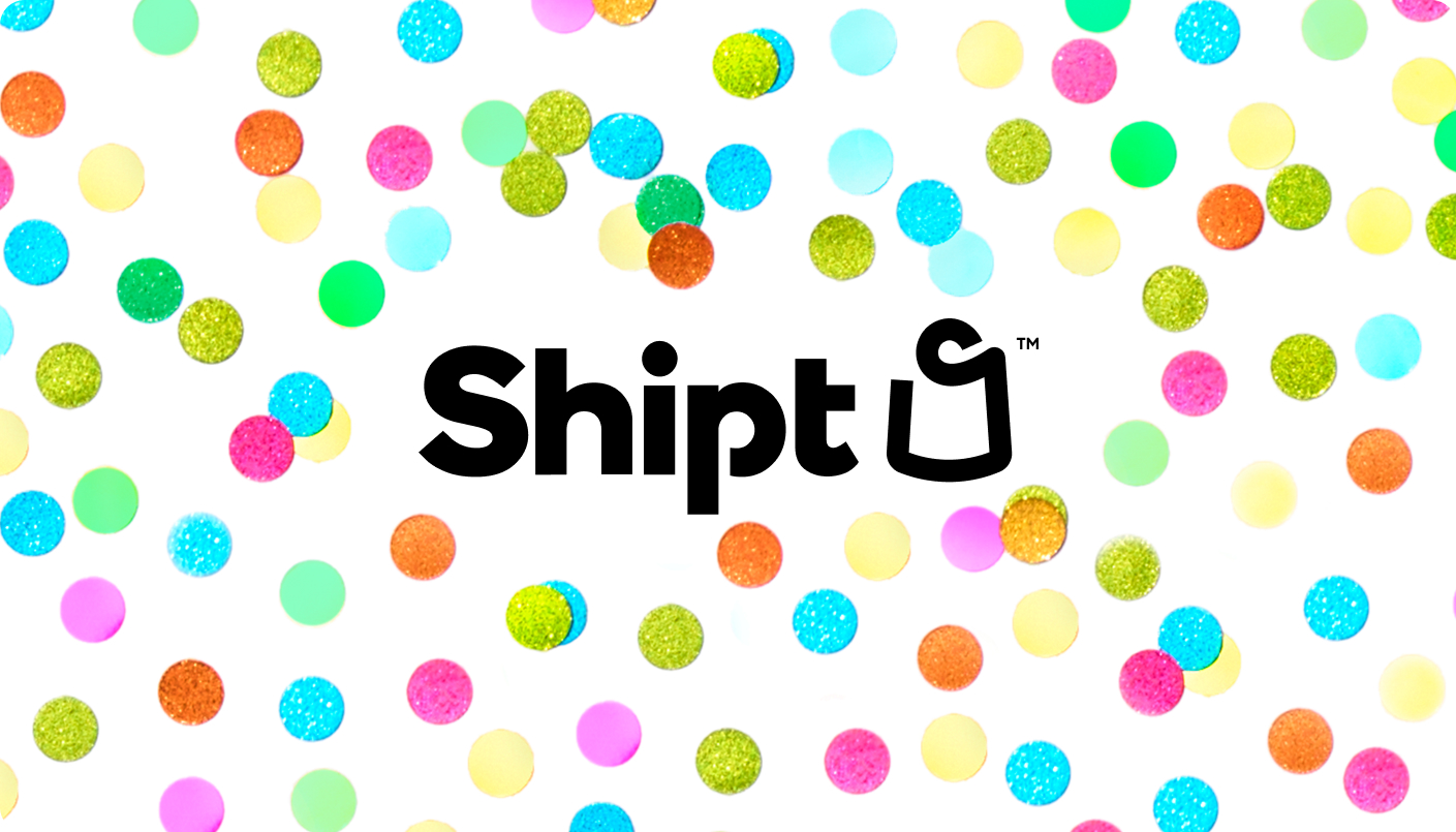multicolor confetti with Shipt logo in center