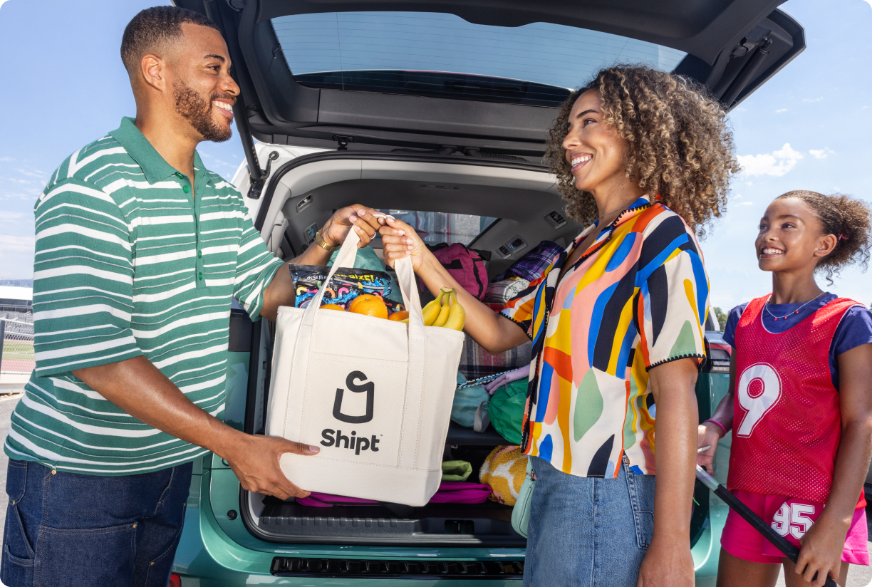Shopper holding bag