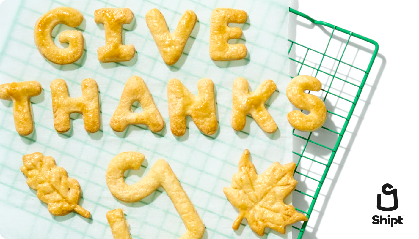 "give thanks" spelled out in cookies 