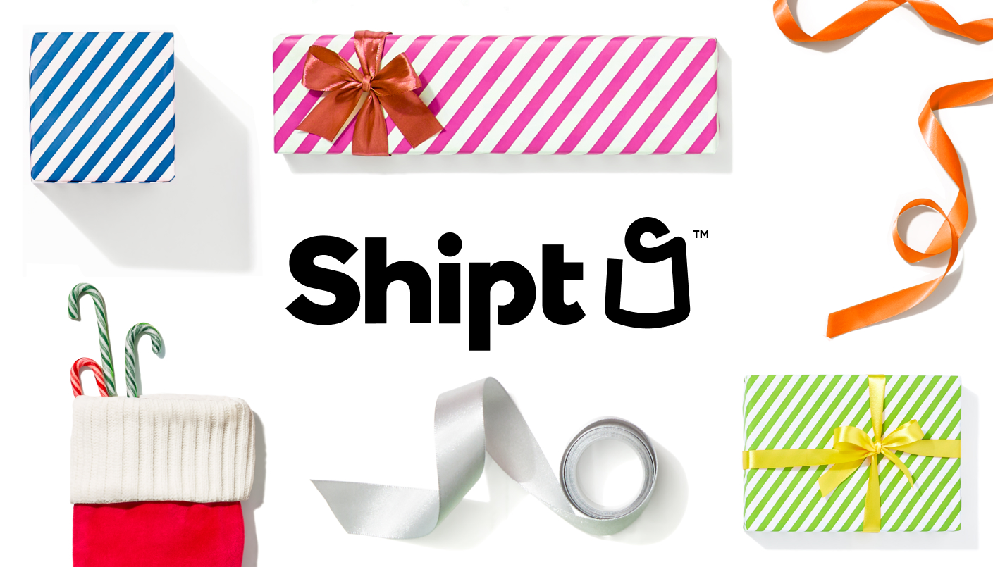 Holiday Gift Card with images of wrapped presents and a stocking