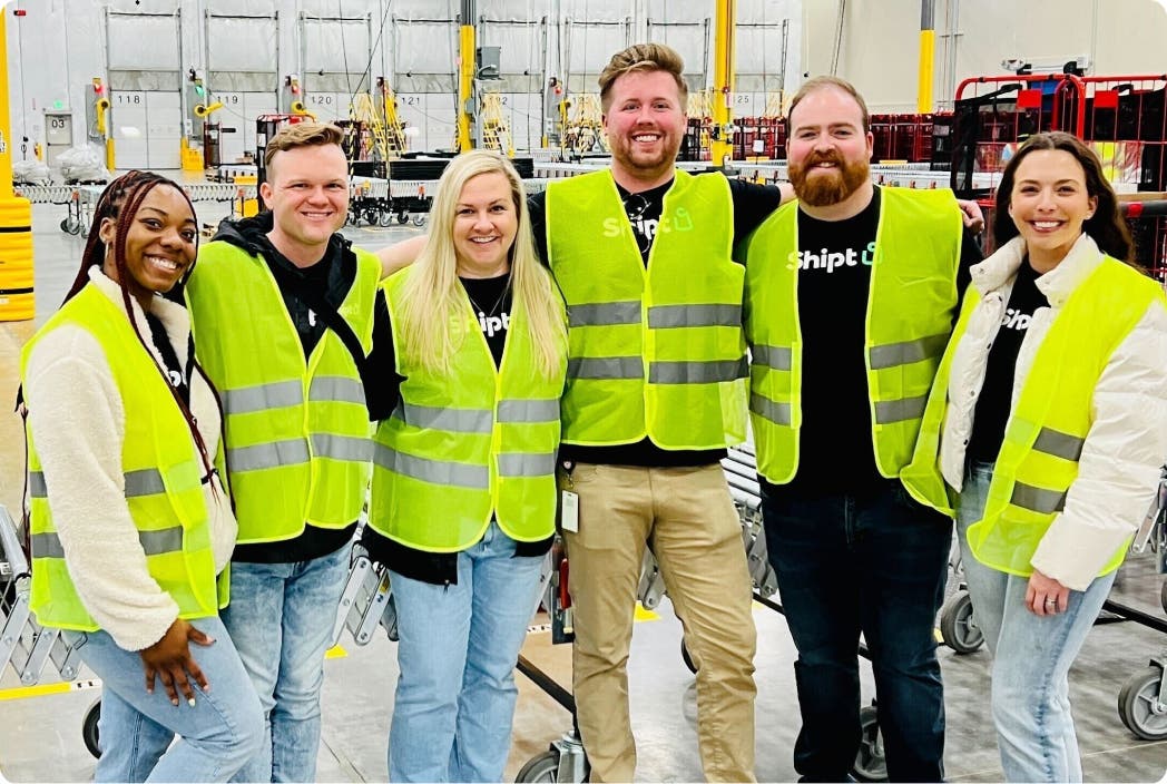 team members in sortation center