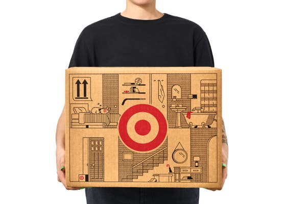 Shipt package delivery person holding a target package