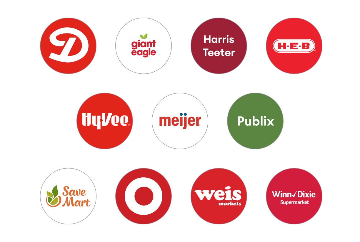 A list of stores delivered with Shipt