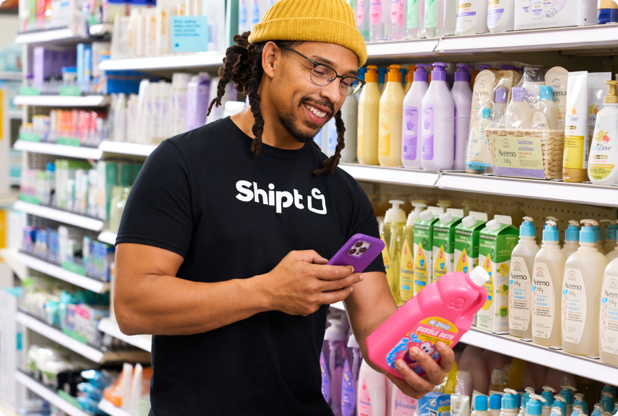 A shopper with Shipt buying household essentials 