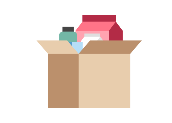 Illustration of packages with items.