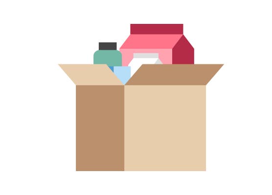 Illustration of packages with items.